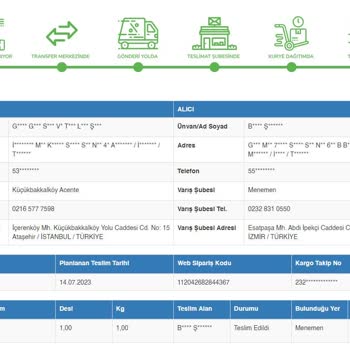 Sürat Kargo 23217173909120 Takip Numaralı Kayıp Kargo