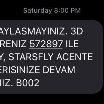 Starsfly Acente Ücretsiz Hizmet İçin Benden Alınan Para Miktarı: 3500TL