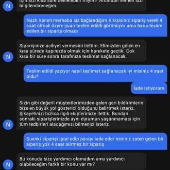 Getir Gelmeyen Sipariş İadesini İstiyorum...