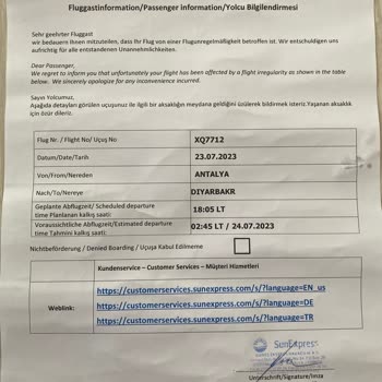 Sunexpress Sebepsiz Rötar Nedeniyle Yaşanılan Mağduriyetin Tazmini?
