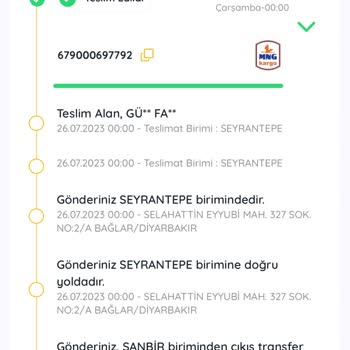 MNG Kargo Kargom Başka Bir Yere Teslim Edildi