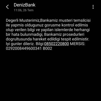 Denizbank'ın Talepleri Yanlış Sonuçlandırması!