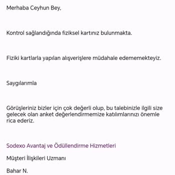 Sodexo İki Adet Hatalı Çekim