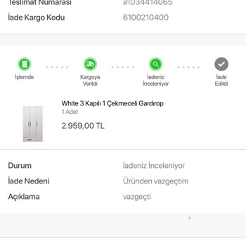 Koçtaş İptal Edilen Gardırobun Para İadesini Hala Yapmadı.
