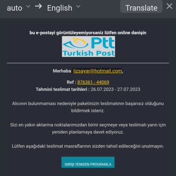 PTT Kargo Adı Altında Yalan Mail Gönderimi