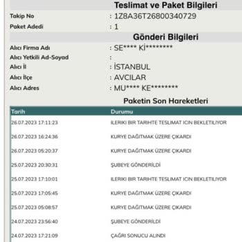 UPS Türkiye Sürekli Araca Alınıp Şubeye Bırakılan Paket