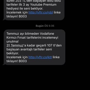 Vodafone İzinsiz SMS Gönderip Duruyor