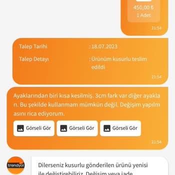 Trendyol Firmanın Değişim Politikası Hakkında Şikayet