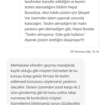 Hepsiburada Teslim Almadığım Ürün İçin Ödediğim Parasının İadesini Talep Ediyorum!