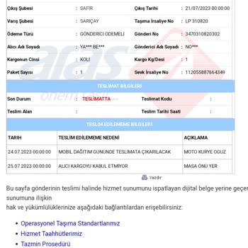 Aras Kargo Sarıçay Şube Israrla Kargo Yu Teslim Etmiyor
