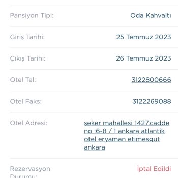 Tatilsepeti.com Tarafından Giriş Günü İptal Edilen Rezervasyon.