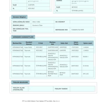 PTT Kargo Kargo Teslimi Şubede Bekliyor