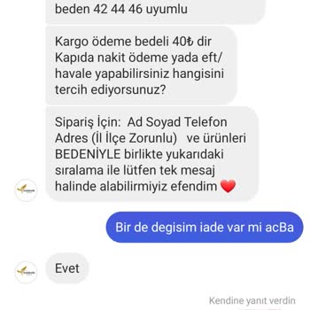 Seda Butik(Instagram) Ürünümü İade Etmek İstiyorum