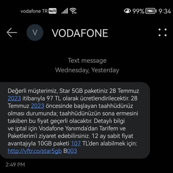 Vodafone Ek Paket İptali