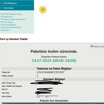 UPS Türkiye Kargomun Bana Ulaşmaması Hakkında