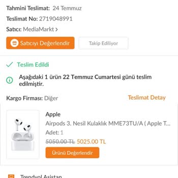 Media Markt Trendyol Mağazasından Aldığım Airpods Magsafe Kulaklıkta Sorun Yaşıyorum