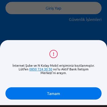 Nkolay Mobil Bankacılık Erişim Kısıtı