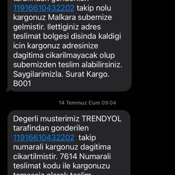 Sürat Kargo Tekirdağ- Malkara Şubesi Telefonları Açmıyor
