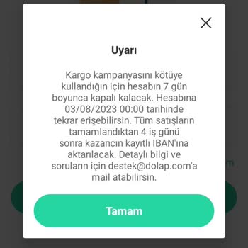 Dolap Hesabıma Erişim Engellendi
