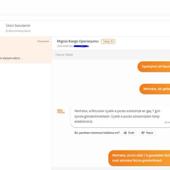Trendyol - Migros Kargo Operasyonu Fatura Göndermeme Sorunu
