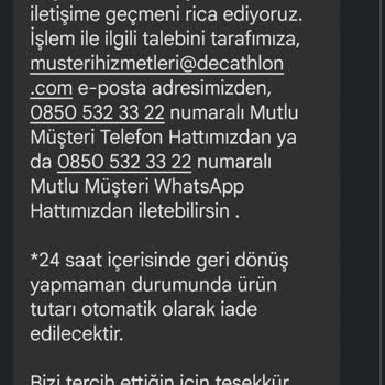 Decathlon Çadır Siparişim Tedarik Edilemedi