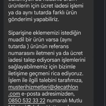 Decathlon Çadır Siparişim Tedarik Edilemedi