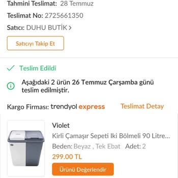 Trendyol'dan Talep Edilen Ürün Yerine Farklı Ürün Gönderimi