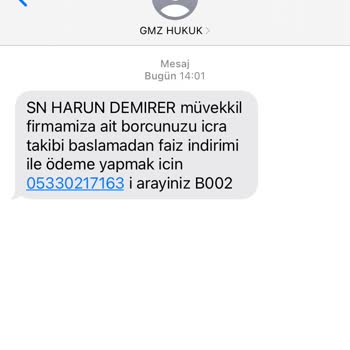 Gmz Hukuk Tarafından Gelen Mesaj