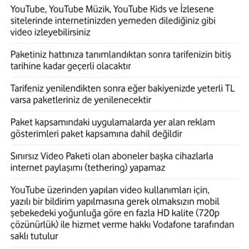 Vodafone Yanımda Sınırsız Aylık Youtube.com Video Paketi Sorunu