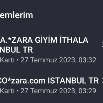 Bilgim Dışında Kredi Kartımla Zara Giyim'den Alışveriş Yapılmış