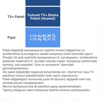 Turkcell TV+ Tarife Değişikliği Fiyat Farklılığı