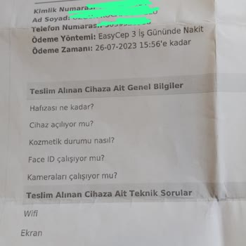 EasyCep Telefon Satış Bedeli Gelmemesi!