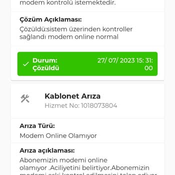 Kablo Net Giderilemeyen Arıza Ve Sorunu Anlamayan Müşteri Hizmetleri