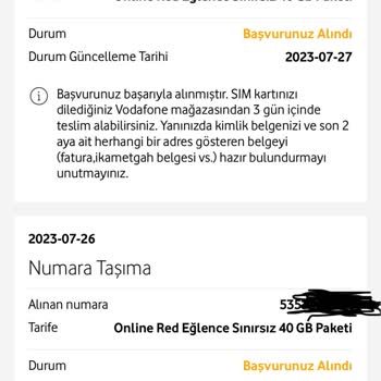 Vodafone Onayım Dışında Yapılan İşlem