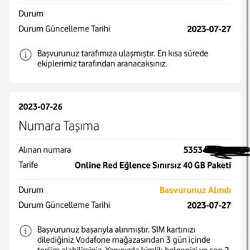 Vodafone Onayım Dışında Yapılan İşlem