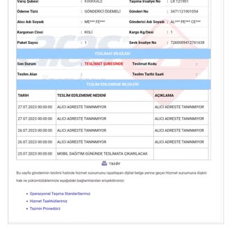 Aras Kargo Şirketinin Canı İstemedi Diye Kargoyu Getirmemesi