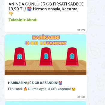 BİP Kazan Kazandan İnternet Aldım Hattıma Yüklenmedi