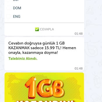 BİP Kazan Kazandan İnternet Aldım Hattıma Yüklenmedi