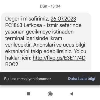 Pegasus İkram Mesajı Gönderdi