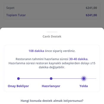 Maydonoz Döner -Kartaltepe Şubesi Geç Gönderilen Sipariş
