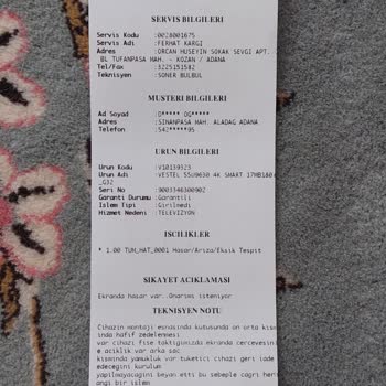 Vestel Hasarlı Ürün Gönderimi