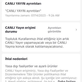 TikTok Canlı Yayın Hakkım Kapatıldı