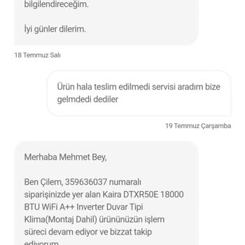 Kaira Klima Hepsiburada Klima Teslim Edilmeden İadeye Yaptılar