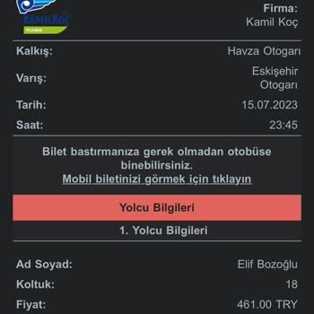 Kamil Koç Aldığım Biletin Seferi Olmaması