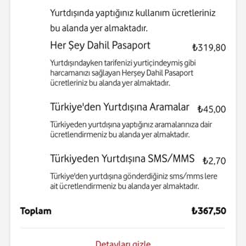 Vodafone Yurt Dışında İznim Olmadan Kesinti Ve Paket Yapması