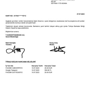 Garanti BBVA Banka Sorumsuzluğu İzinim Olmadan Para Çekilmiş