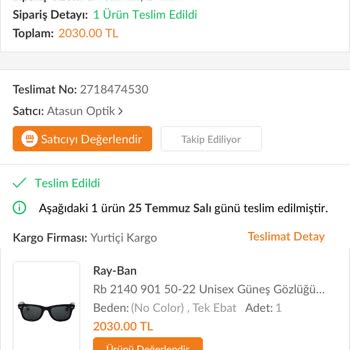 Atasun Optik Kusurlu Ürün Gönderimi