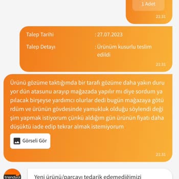 Atasun Optik Kusurlu Ürün Gönderimi