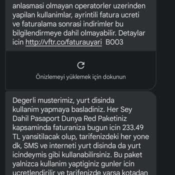 Vodafone Yurt Dışı Paket Aktif Edilmesi Ve Ücret Yansıtılması