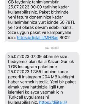 Turkcell Fazladan 1 GB Ek Paketi 50TL'ye Satıyor